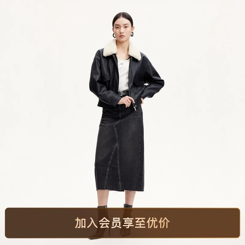 Vero Moda棉服外套气质秋冬毛领可拆卸运动风时尚短款韩版高级感