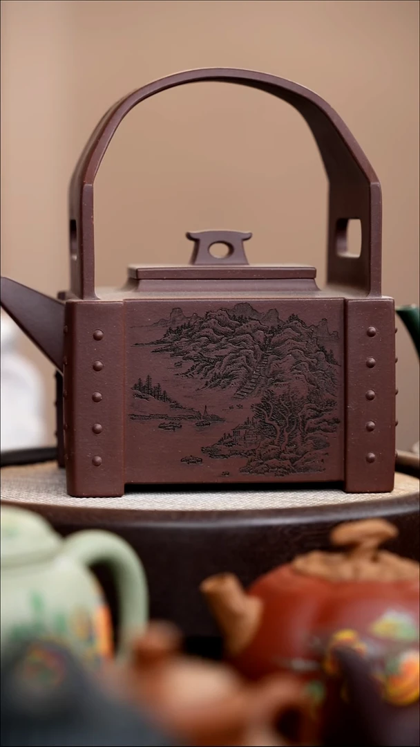 茶壶紫砂底槽清四方包包提梁