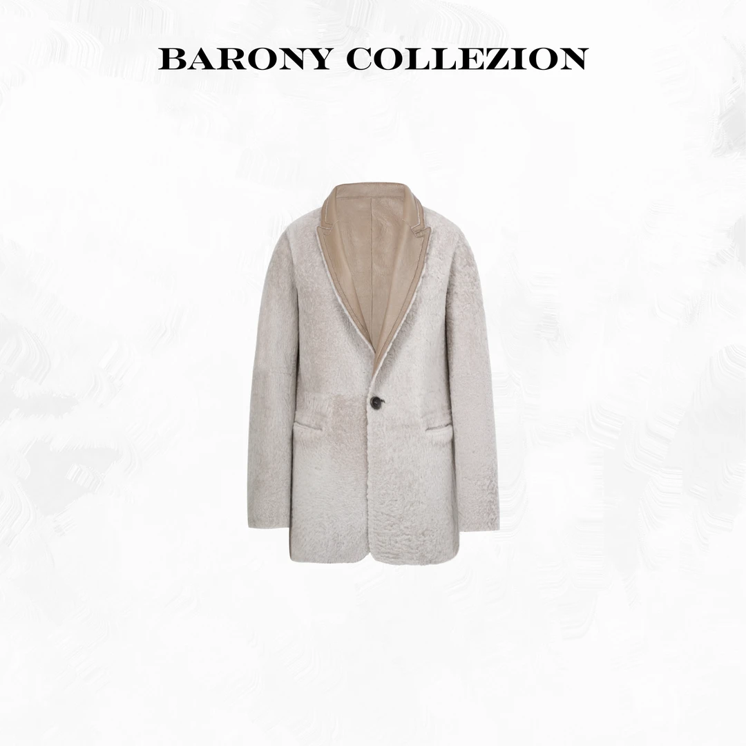 BARONY【98553】25-26新款西服新西兰3月龄羔羊双穿皮草真皮毛一体