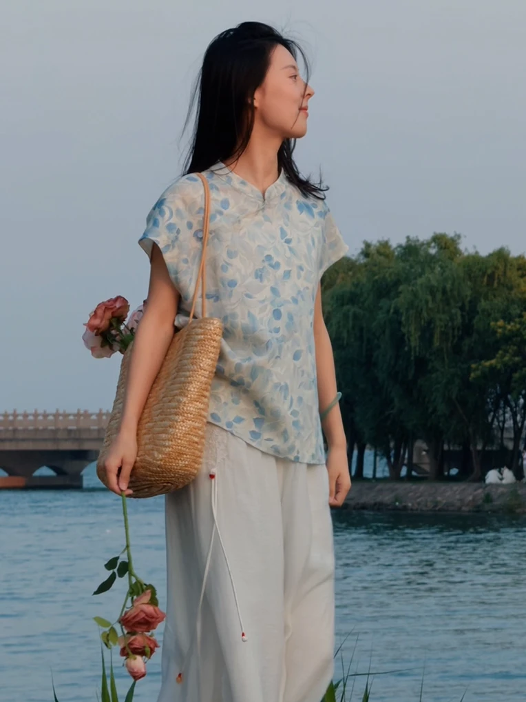 云期一梦【小风铃】新中式莱赛尔亚麻文艺风小衫！