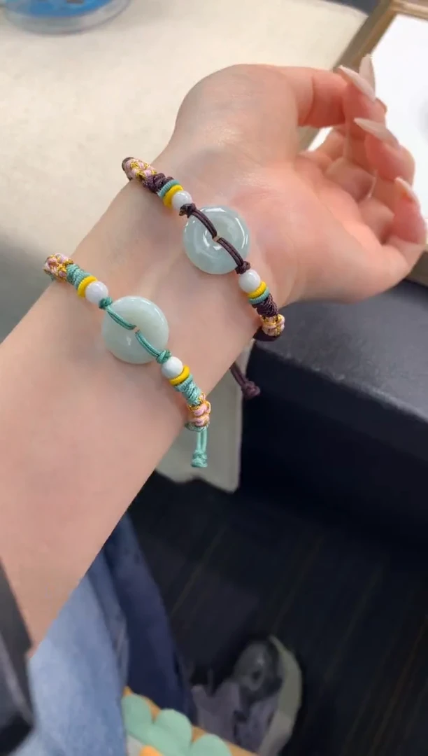 未镶嵌手绳翡翠FC568 翡翠平安扣手绳 多样性发其一