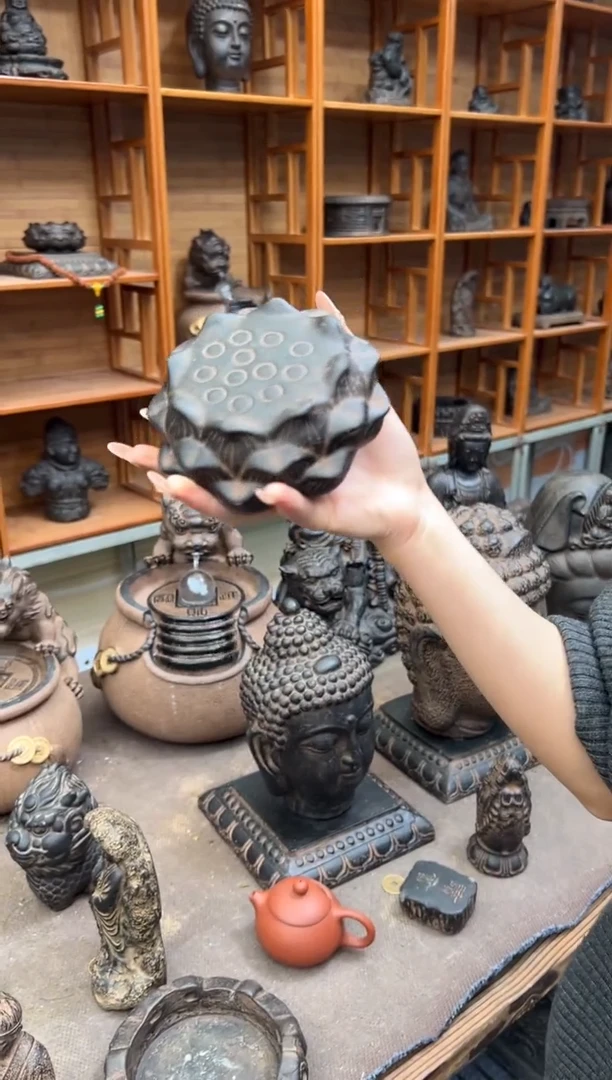 陶土【火山泥】莲蓬实心底座