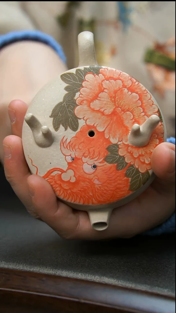 【闪购商品】紫砂茶壶中间带孔簪花龙壶