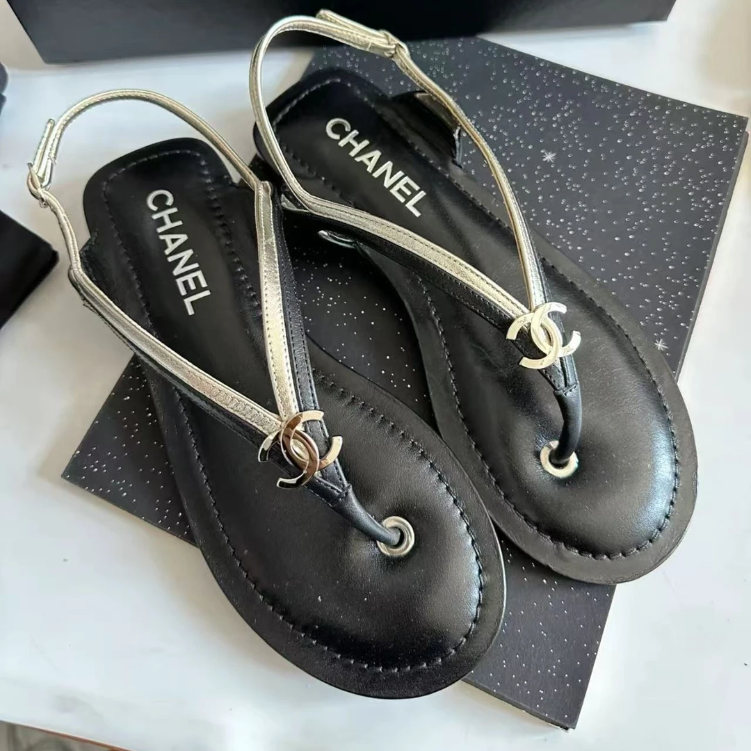 未使用 Chanel/香奈儿 香奈儿黑银夹脚凉鞋36.5
