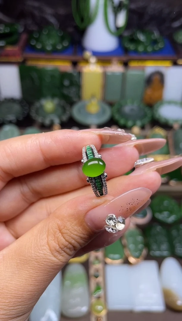 和田玉银S925镶嵌颈饰戒指