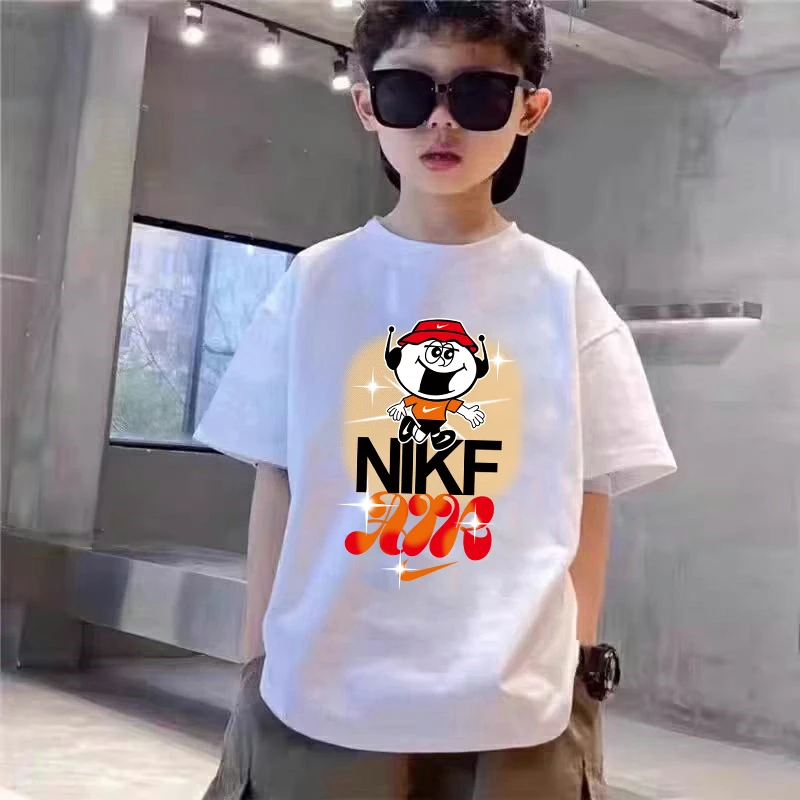 红色音符小人亲子系列~夏季儿童时尚韩宽松潮流印花短袖体恤