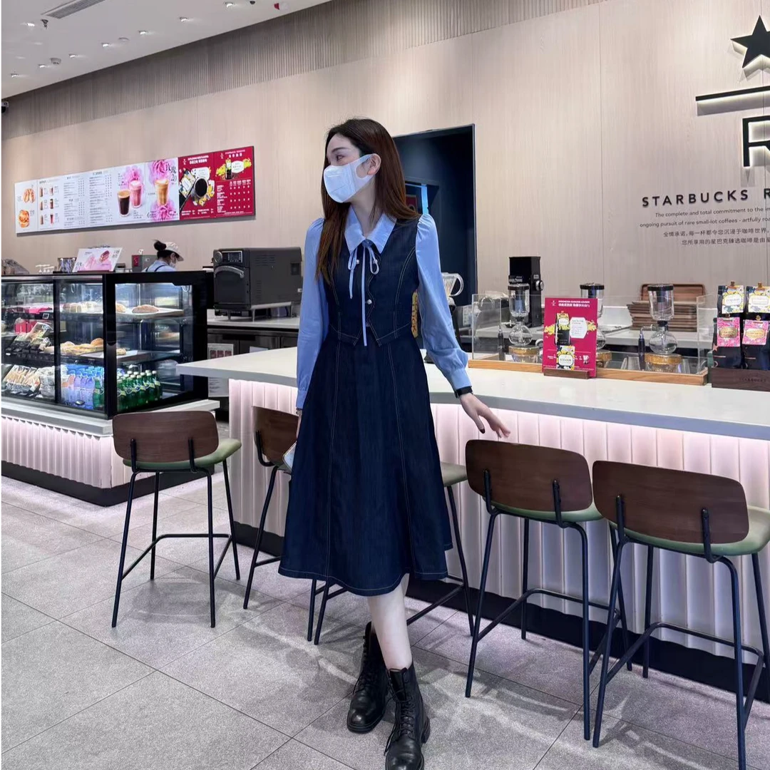 【DL高端定制】气质修身显瘦假两件连衣裙95025