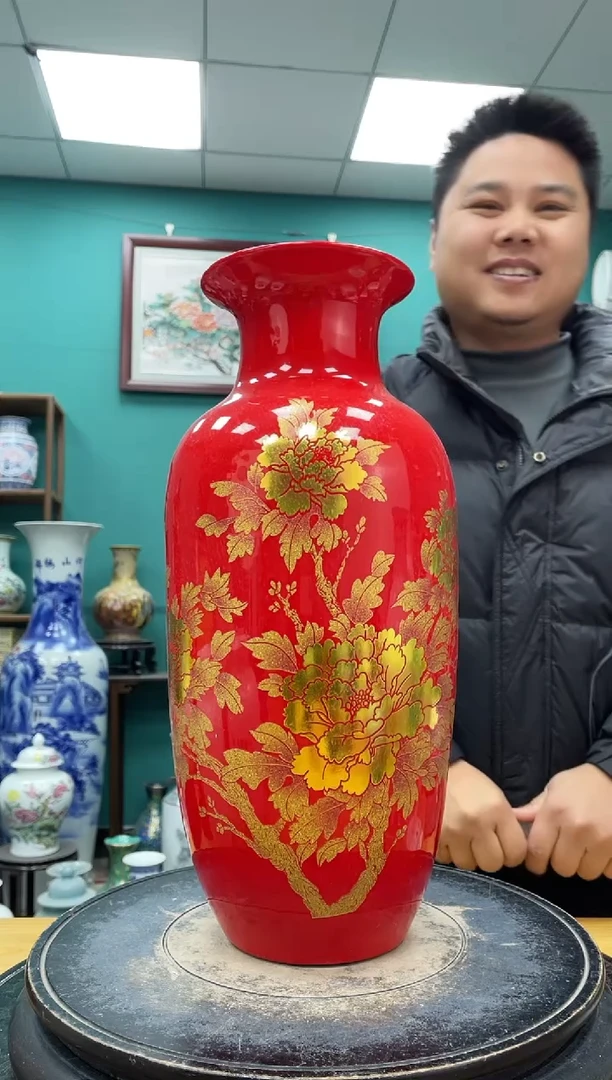 摆件红冬瓜陶瓷摆件