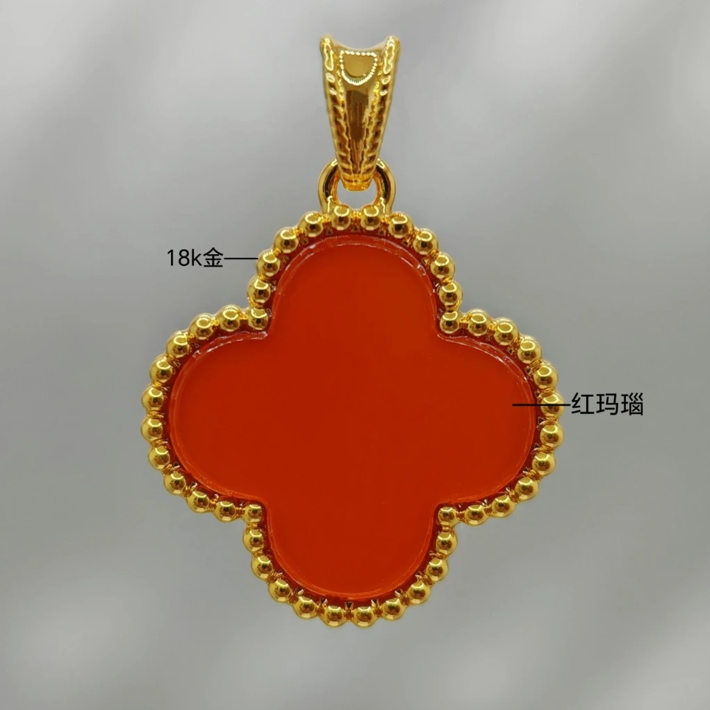 【阿忠甄选】 18K金红幸运草吊坠不含链 0919 A3