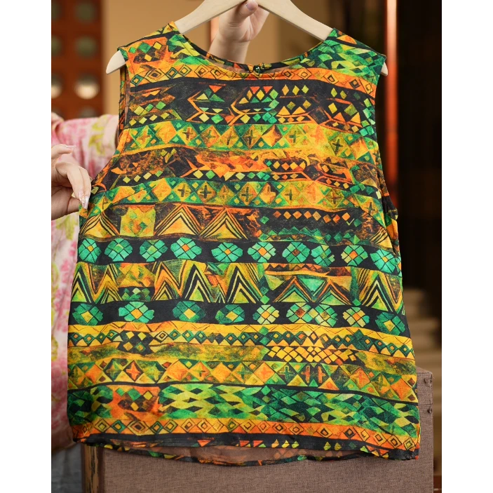 热带雨林《非遗美学》1187夏季新款女装显瘦双面穿无袖背心