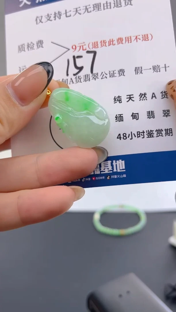 颈饰18K金镶嵌翡翠纯天然缅甸翡翠A货