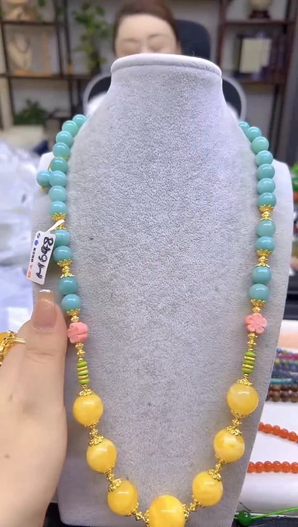 未镶嵌毛衣链蜜蜡DIY款M648