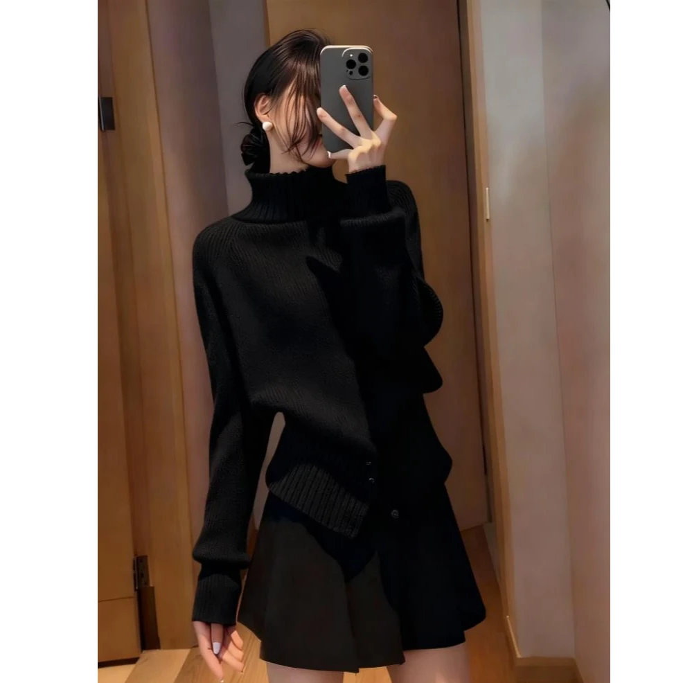 轻熟风韩版显瘦半高领毛衣女2025秋冬新款小众高级感打底针织衫女