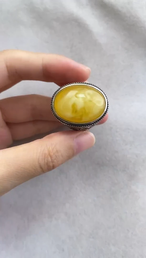 裸石琥珀银S925镶嵌10926204-戒指