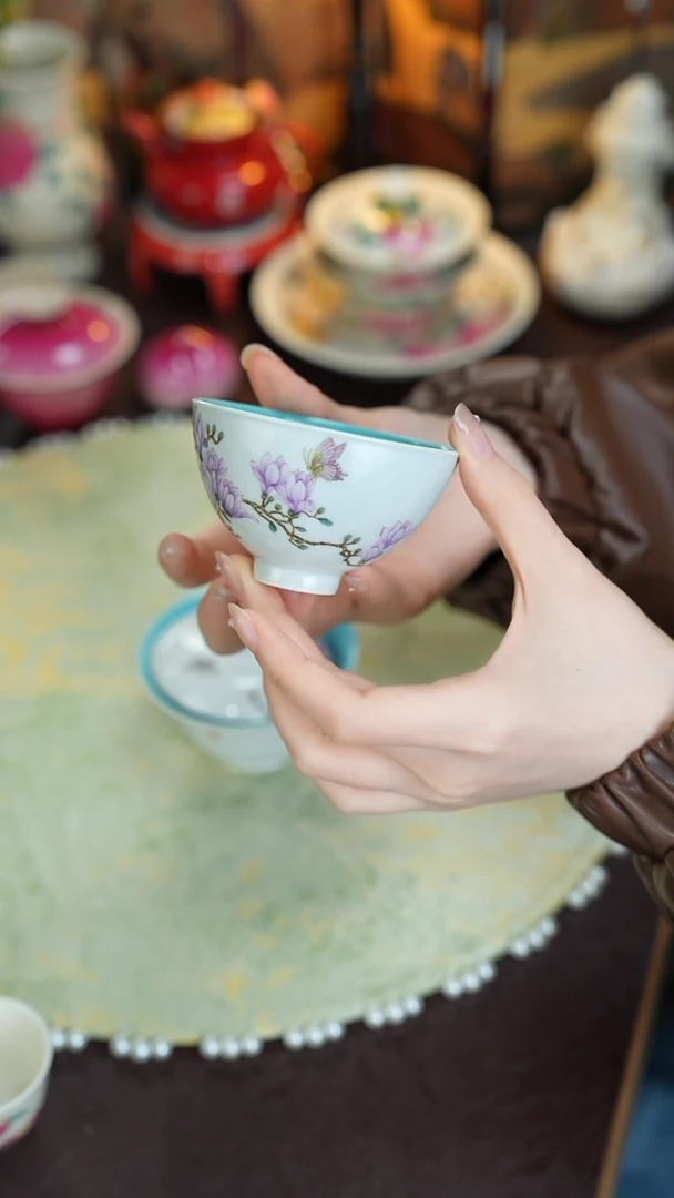 溢珍堂景德镇手工手绘珐琅彩杯