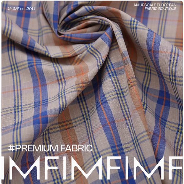 G&CC  .CO 黄蓝经典色织格纹衬衫开衫套装布料 幅宽155厘米