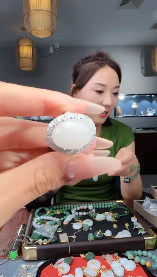 和田玉戒指银S925镶嵌1