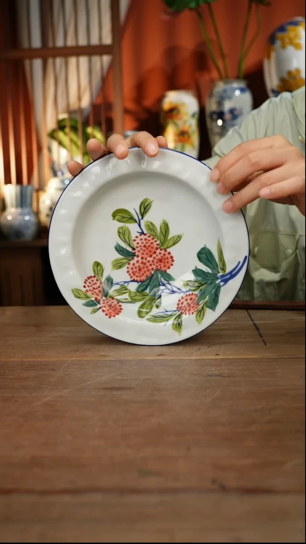 瓷片【简家甄选】景德镇设计师釉下手绘陶瓷餐具