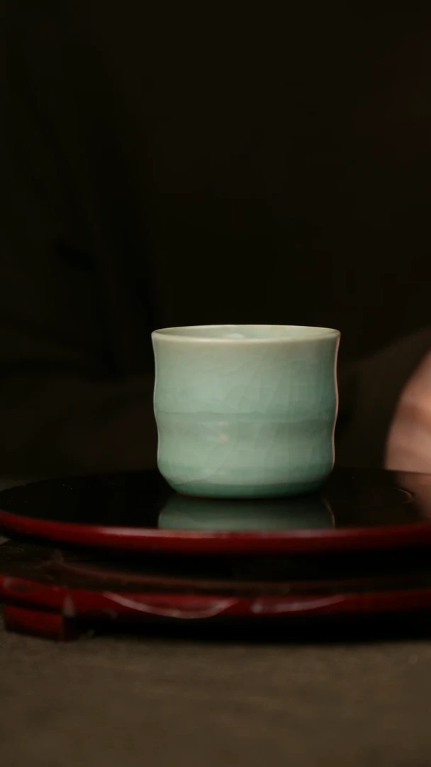 全品 竹节杯 仿古釉