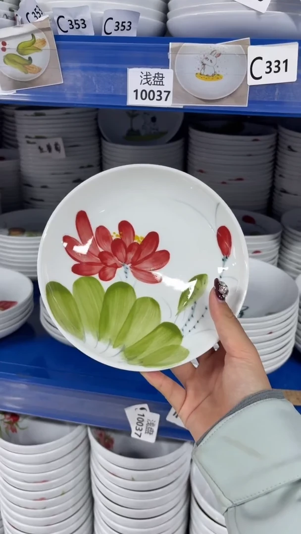 瓷片景德镇陶瓷食品级手绘釉中彩-浅盘