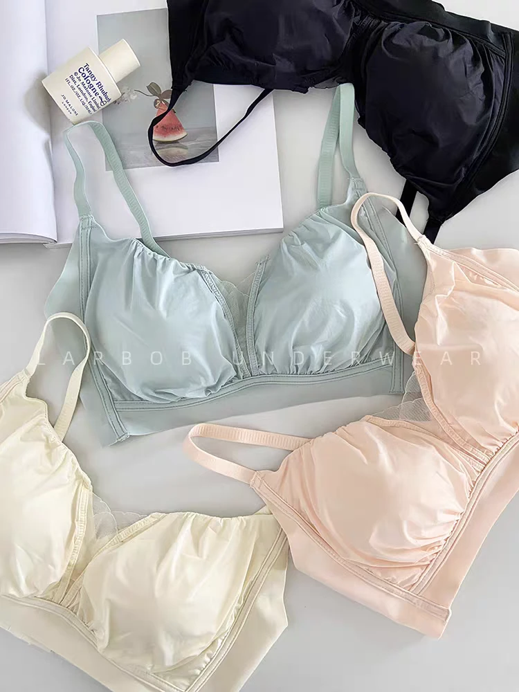 纯欲聚拢！内衣小胸百褶纹舒适无痕固定杯睡眠防下垂无钢圈文胸罩