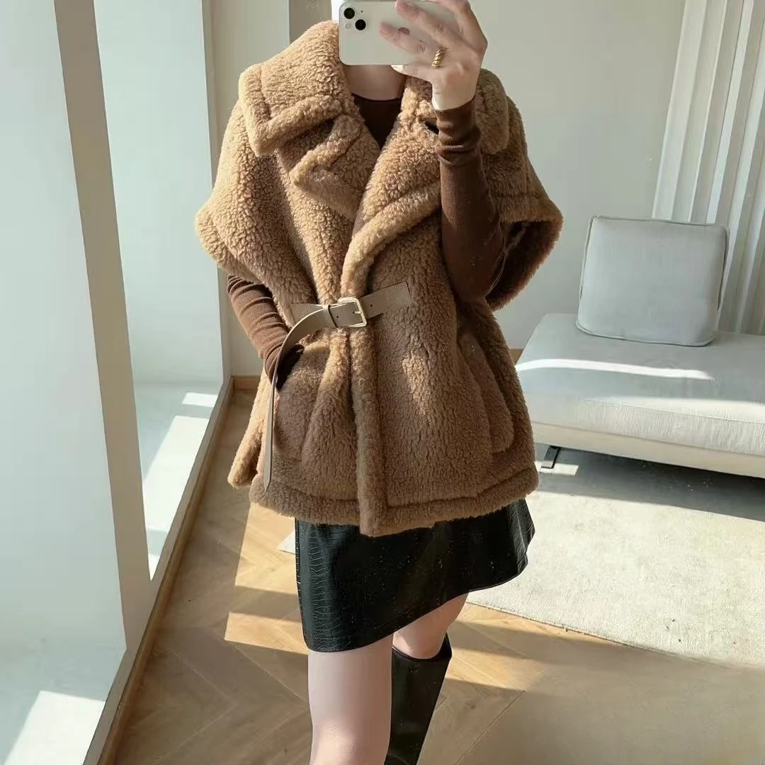 99新 MaxMara 棕色泰迪斗篷马甲外套 SM165/88A
