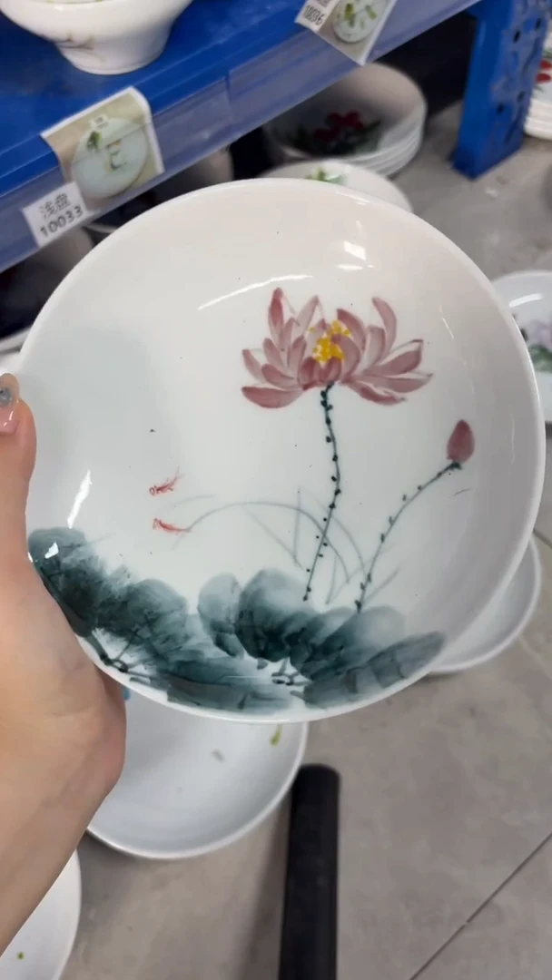 瓷片景德镇高温陶瓷食品级手绘釉中彩-浅盘