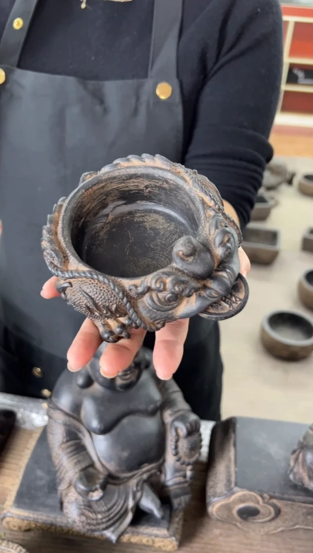 陶土【合成青石】金蟾盆