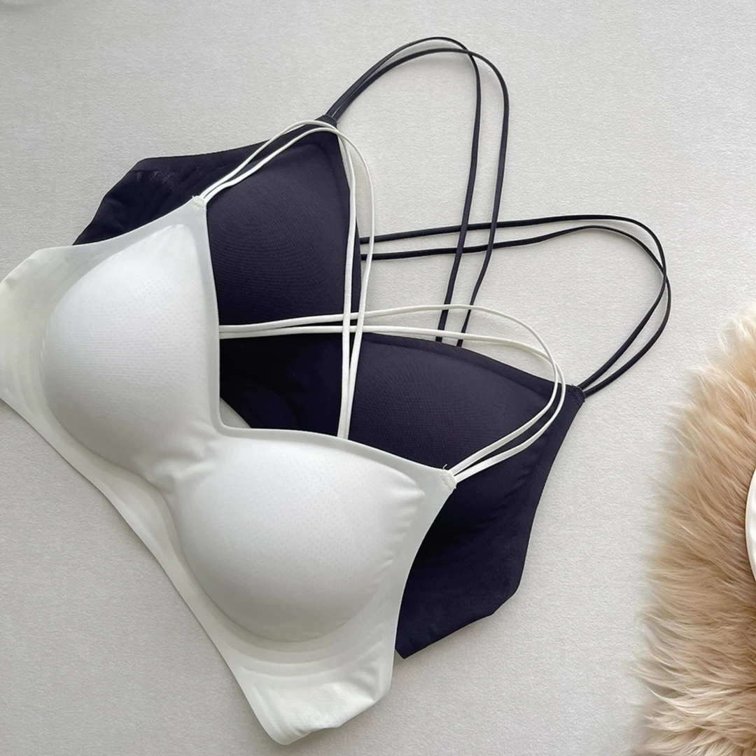【RANMO】冰淇淋露背交叉美背凉感舒适细肩带透气内衣