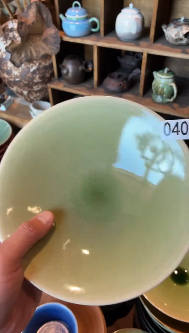 瓷片爱*冰40微瑕绿心斗盘1个