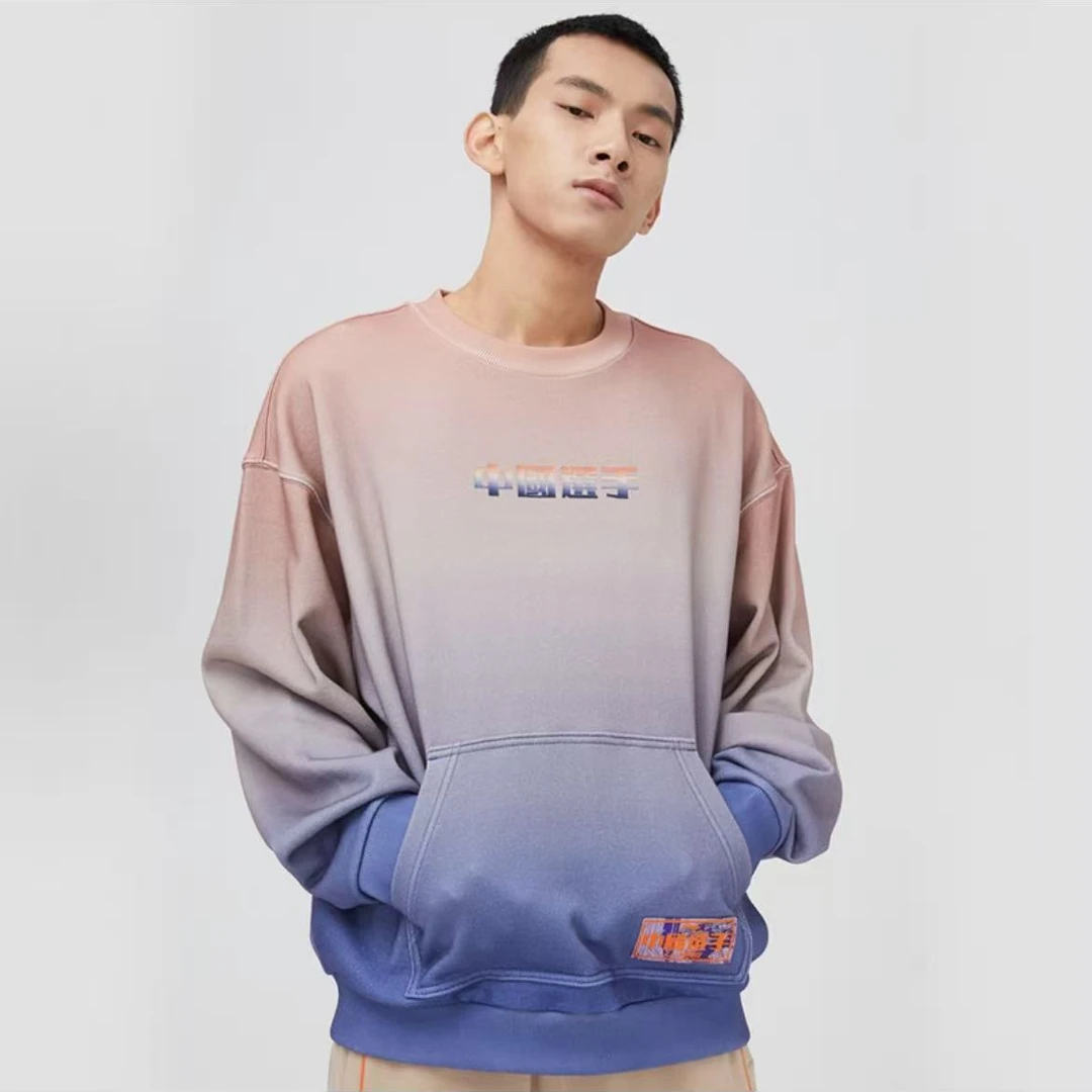 (直播）-李宁LNG高端系列长袖印花渐变圆领卫衣男女同款LWDR009