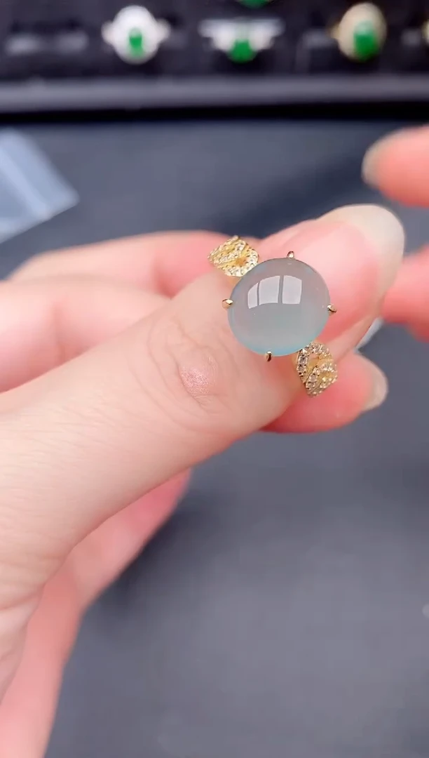 银S925镶嵌戒指翡翠天然a货翡翠295