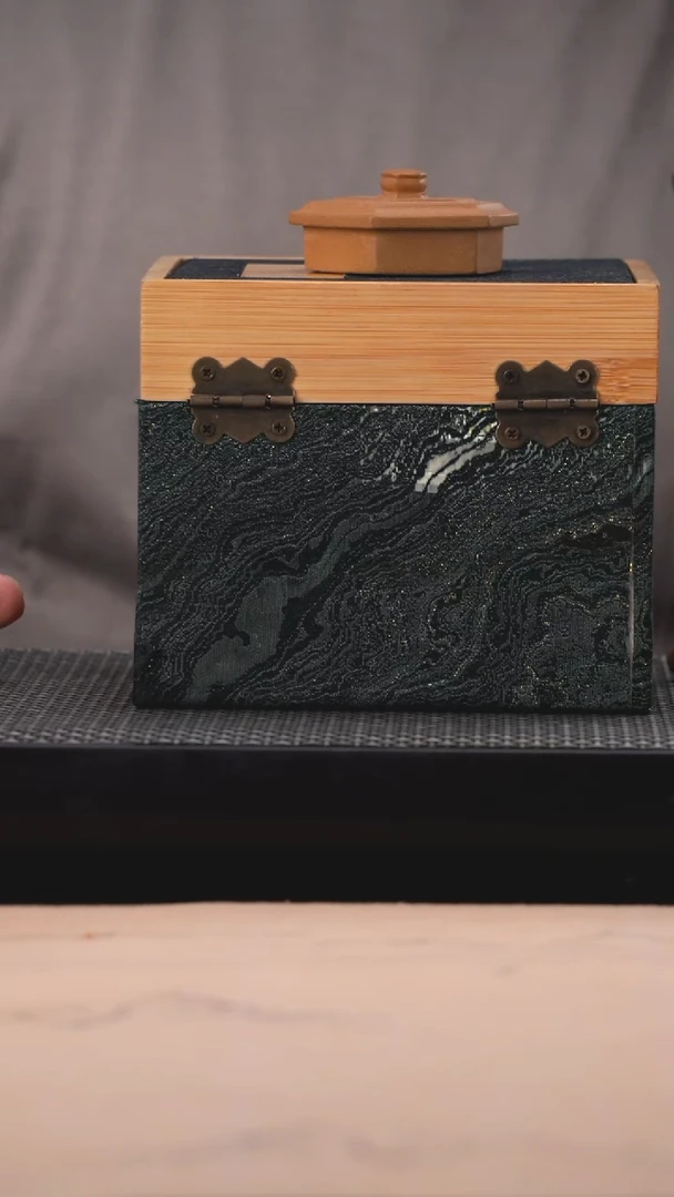 茶壶紫砂全手工方器+金蟾杯