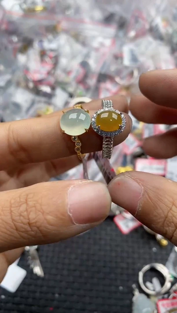 银S925镶嵌戒指翡翠181818----3