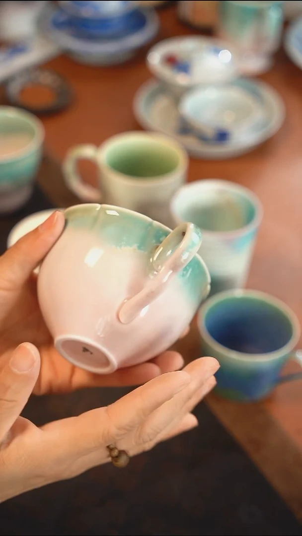 雪瑶茶事@@哼窑大口葵口咖啡杯