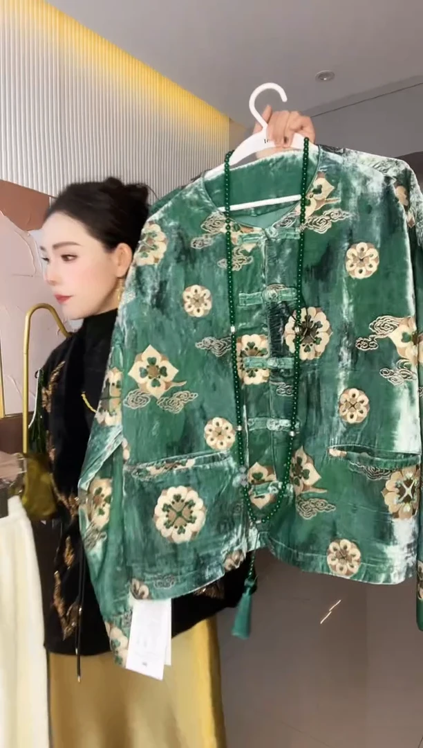 8110 烧花外套 绿 L110-120