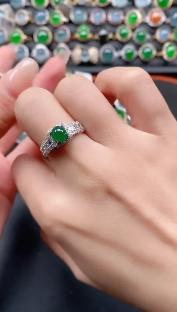 银S925镶嵌戒指翡翠11