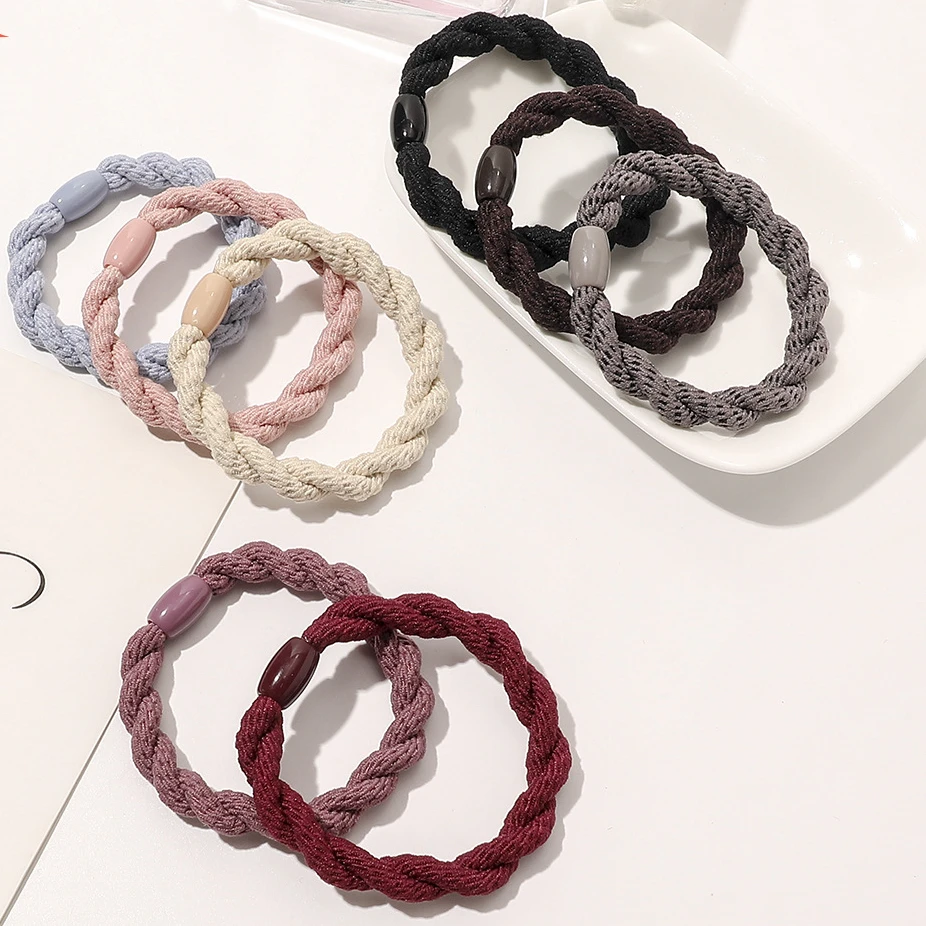 麻花编织发绳扎头发头绳简约发饰高弹力基础粗橡皮筋发圈小皮筋
