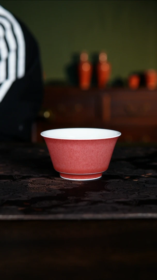 杯子陶景德镇纯手工陶瓷豇豆红