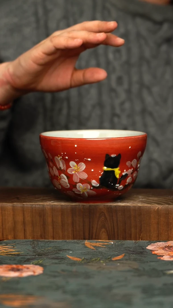 杯釉下彩手工手绘同款陶器