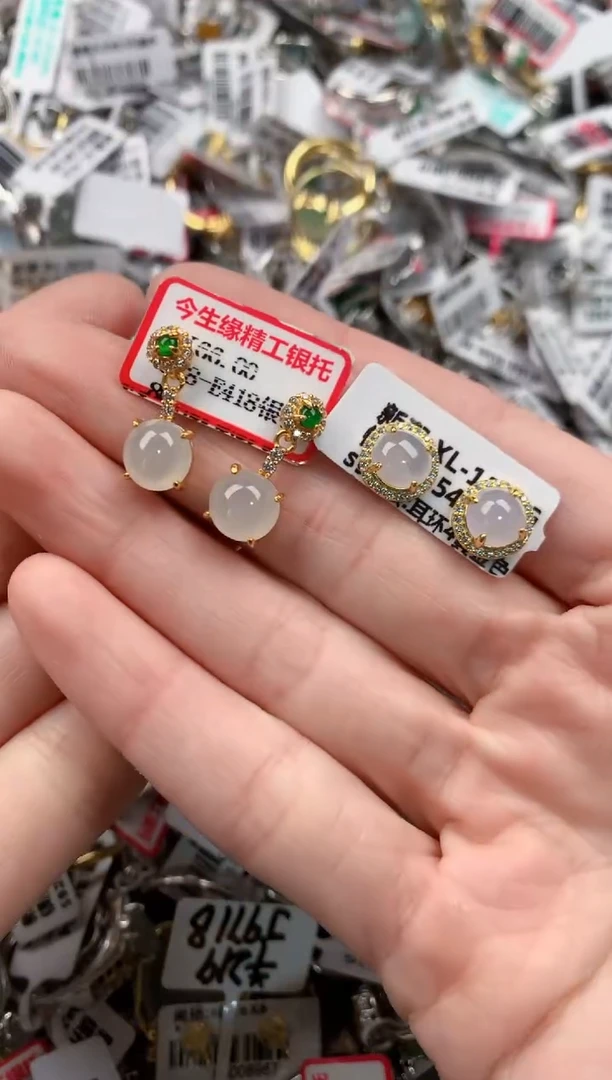 银S925镶嵌戒指翡翠444------1
