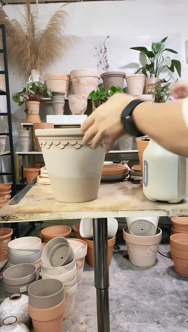 瑕疵无售后25*23灰陶巴洛克 1盆无托