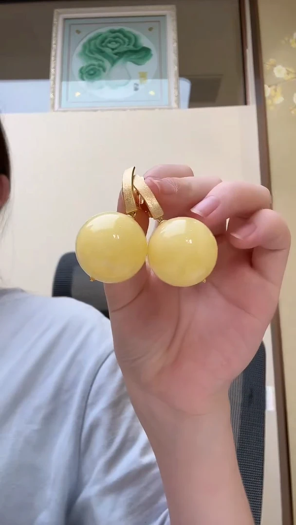 琥珀未镶嵌耳饰耳环