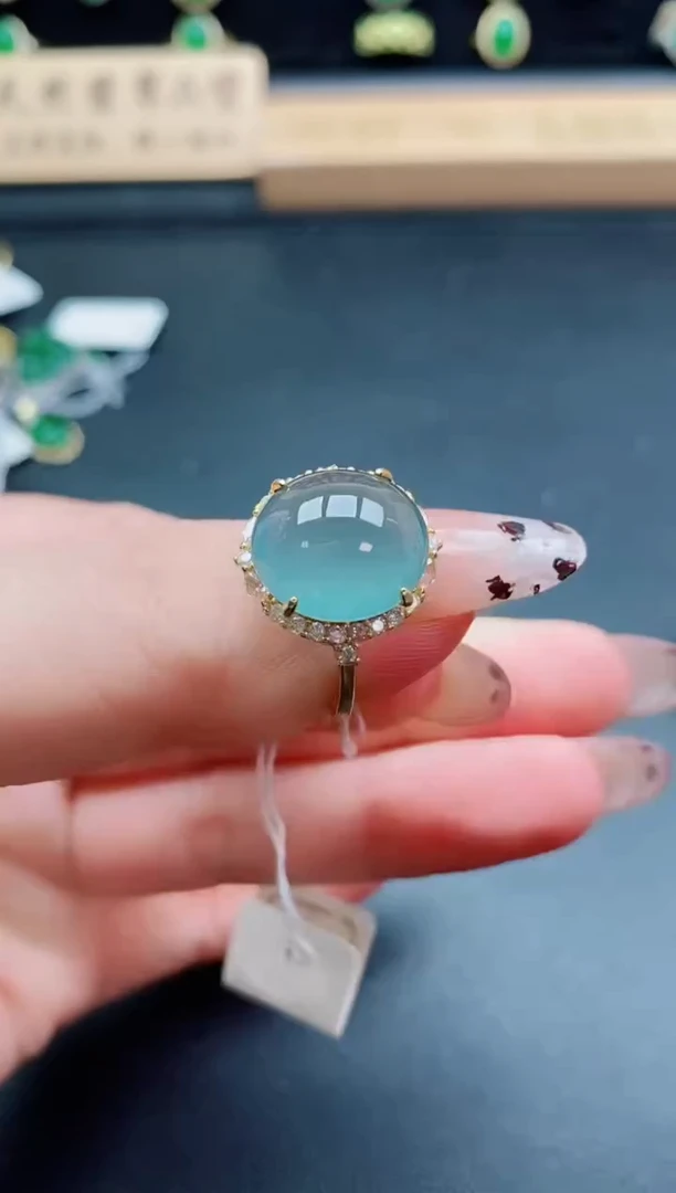 银S925镶嵌戒指翡翠1