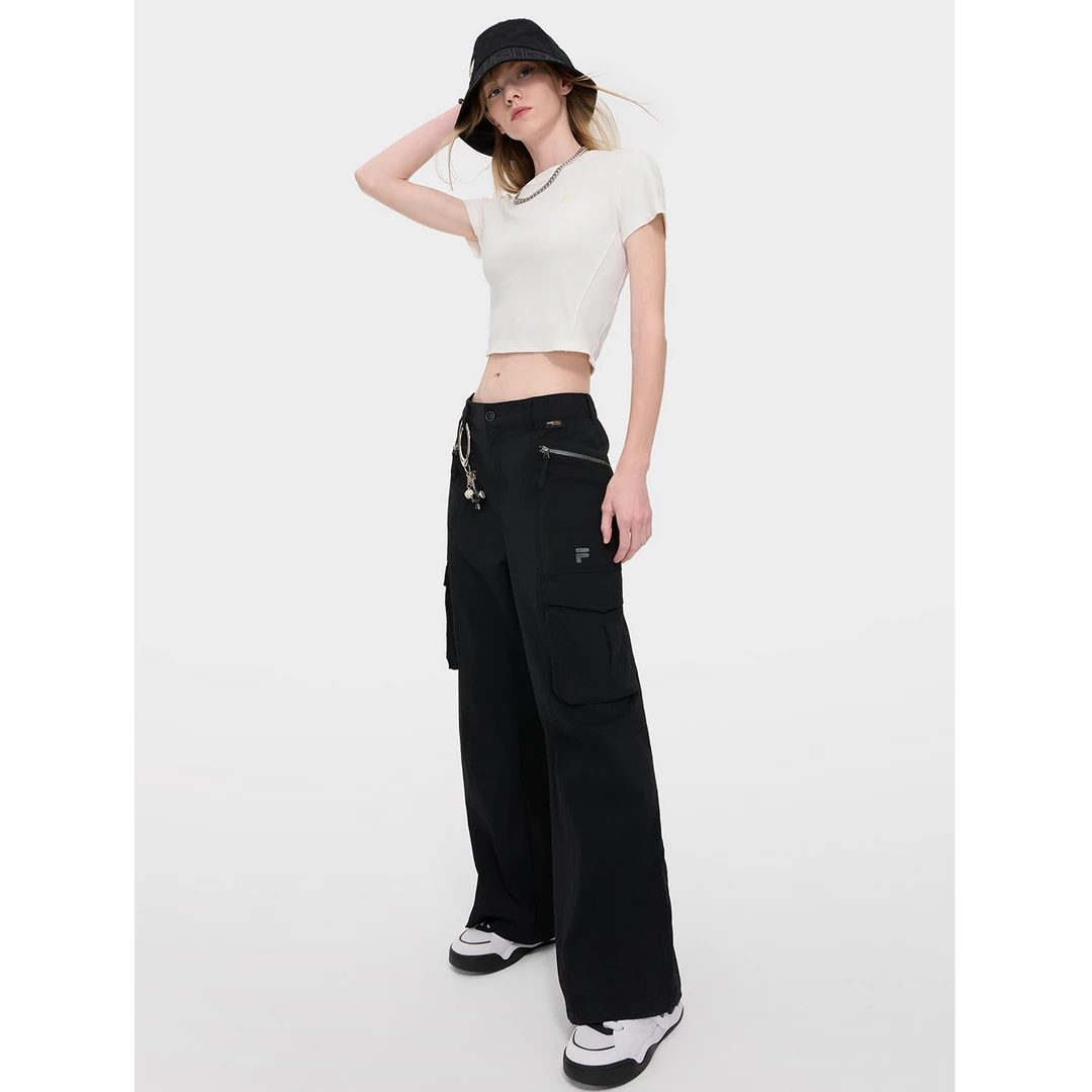 FILA FUSION秋季休闲宽松工装男女同款裤梭织长裤春T11W433801