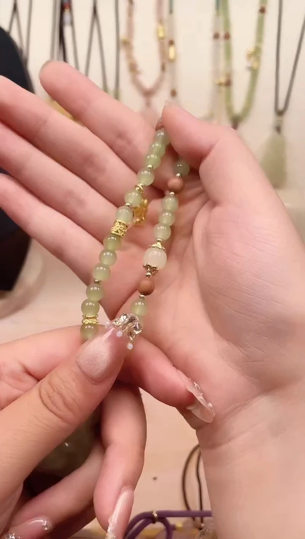吊坠(赠链)未镶嵌石英质玉重工珠链绳子