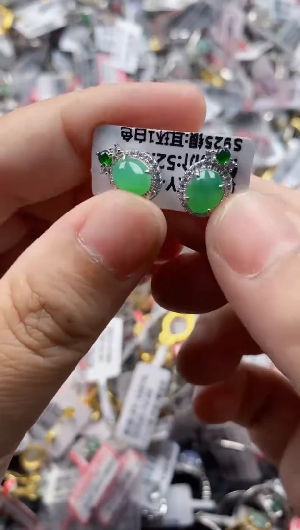 翡翠戒指银S925镶嵌5555     7