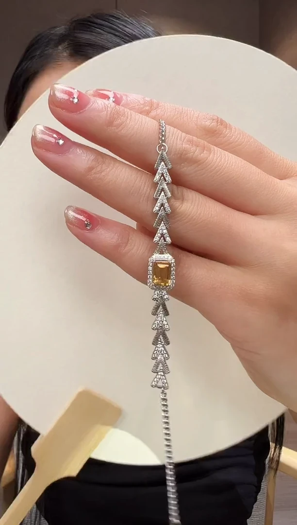 银S925镶嵌手链黄晶25【主石3ct】