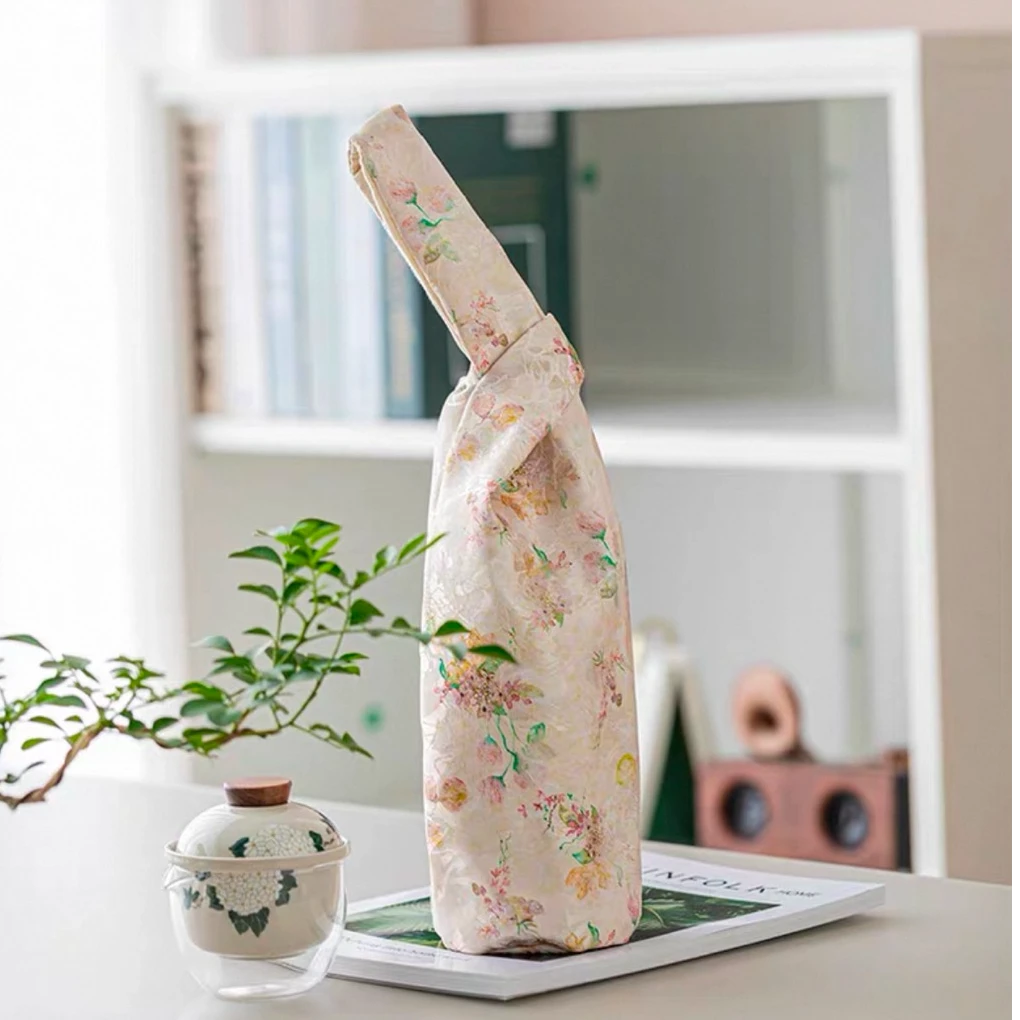 保温杯手提袋水杯手腕袋中式手拎杯套便携小清新