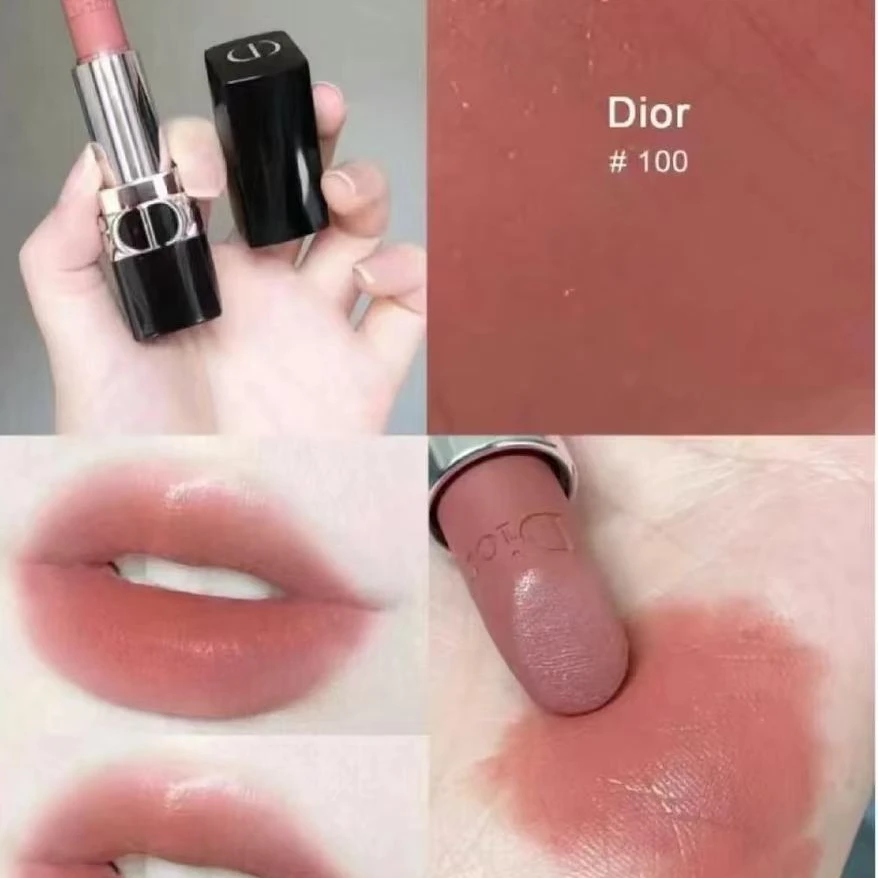 【饭饭】迪奥烈艳蓝金唇膏丝绒100#1.5g 肉桂奶茶色